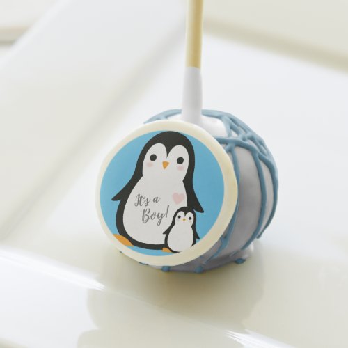 Cute Penguin Baby Shower Blue Boy Cake Pops