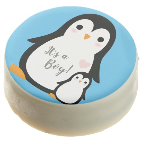 Cute Penguin Baby Shower Blue Boy Chocolate Covered Oreo