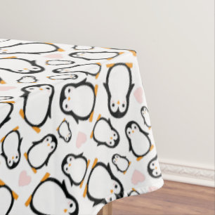 Cute Penguin Baby Shower Blue Boy Tablecloth