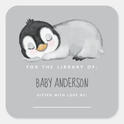 Cute Penguin Baby Shower Bookplate 