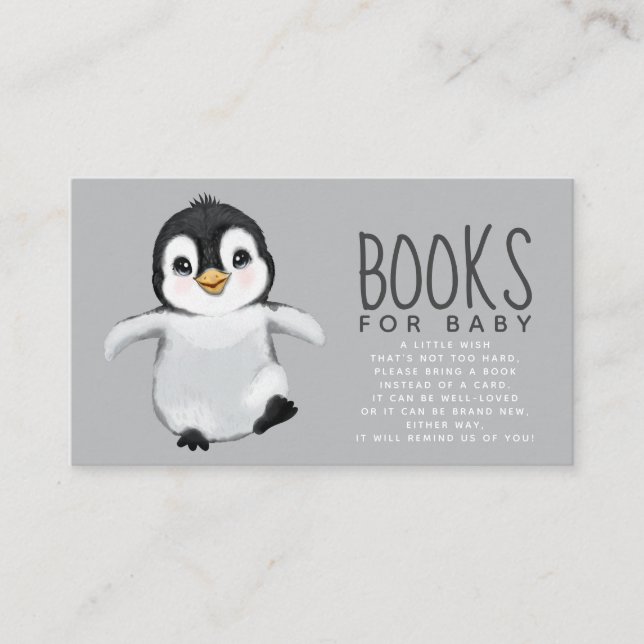 Cute Penguin Baby Shower Books for Baby Enclosure  (Front)