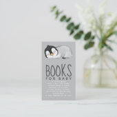 Cute Penguin Baby Shower Books for Baby Enclosure Card (Standing Front)