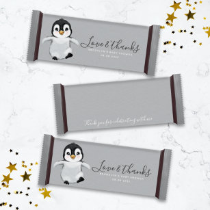 Cute Penguin Baby Shower Candy Bar Wrapper