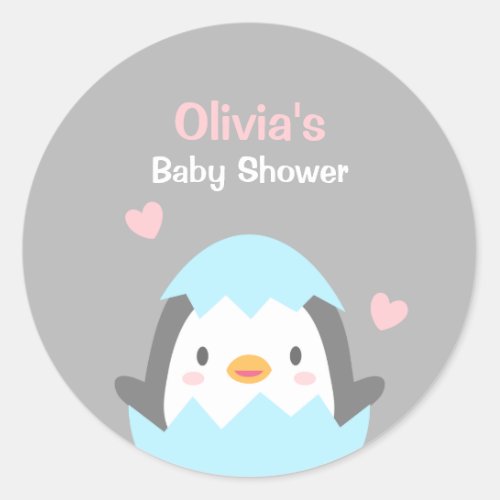 Cute Penguin Baby Shower Decoration Stickers