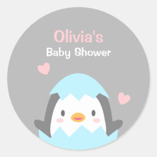 Cute Penguin Baby Shower Decoration Stickers