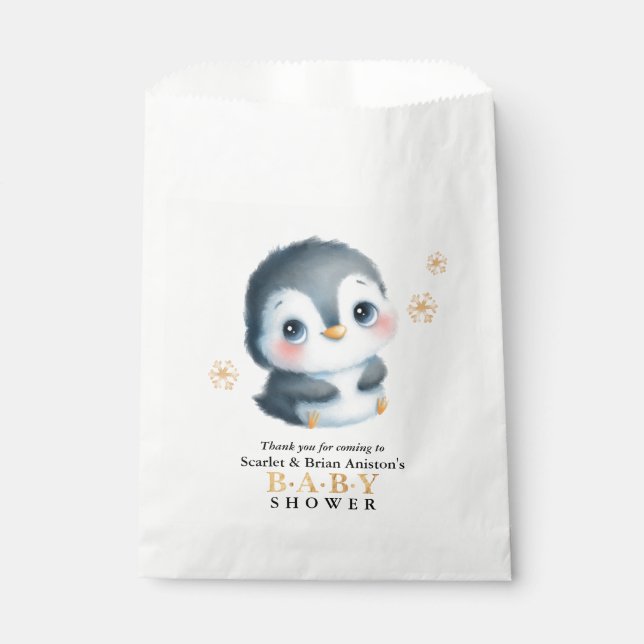Cute Penguin Baby Shower Favor Bag (Front)