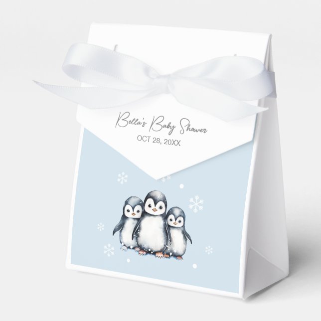 Cute Penguin Baby Shower Favor Boxes (Front Side)