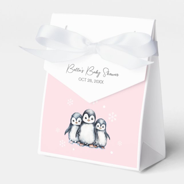 Cute Penguin Baby Shower Favor Boxes (Front Side)