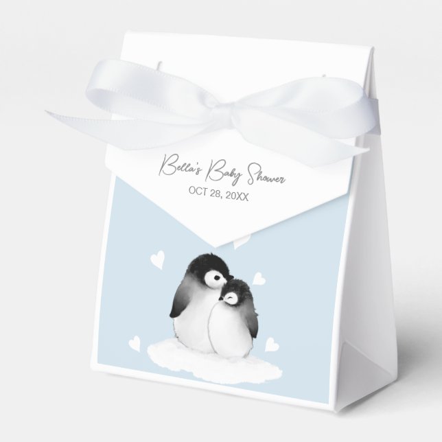 Cute Penguin Baby Shower Favor Boxes (Front Side)