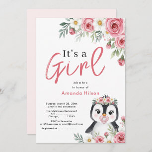 Cute Penguin Baby Shower Invitation