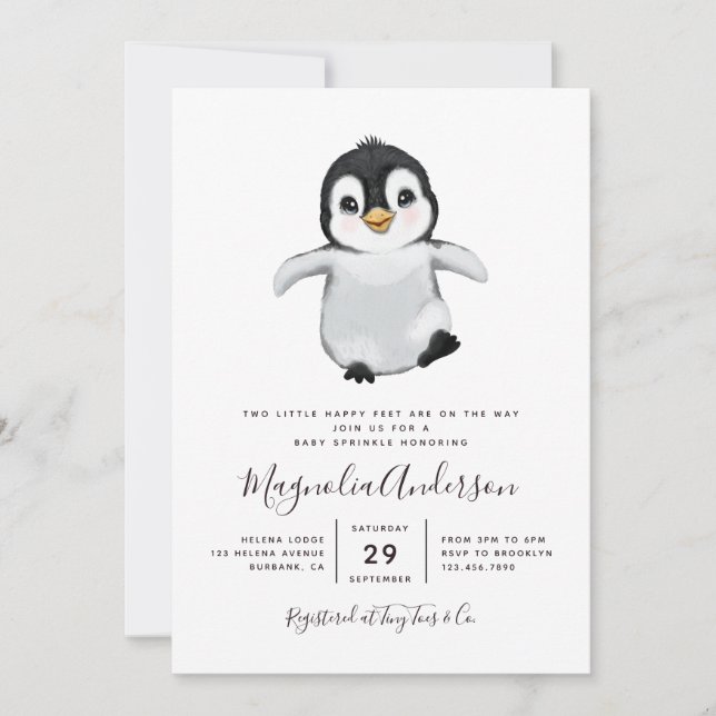Cute Penguin Baby Shower Invitation (Front)