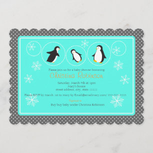 cute penguin baby shower invitation