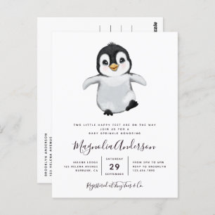 Cute Penguin Baby Shower Invitation Postcard