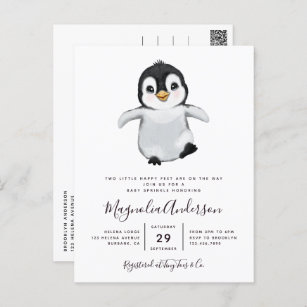Cute Penguin Baby Shower Invitation Postcard