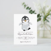 Cute Penguin Baby Shower Invitation Postcard (Standing Front)