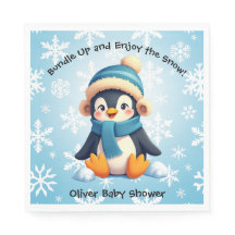 Cute Penguin Baby Shower Paper Napkin