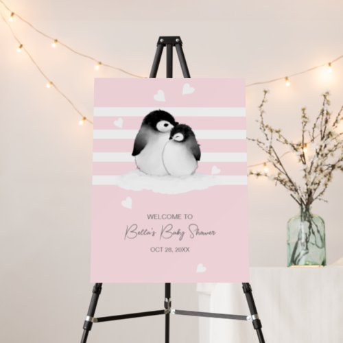 Cute Penguin Baby Shower Party Sign