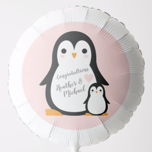 Cute Penguin Baby Shower Pink Girl Balloon
