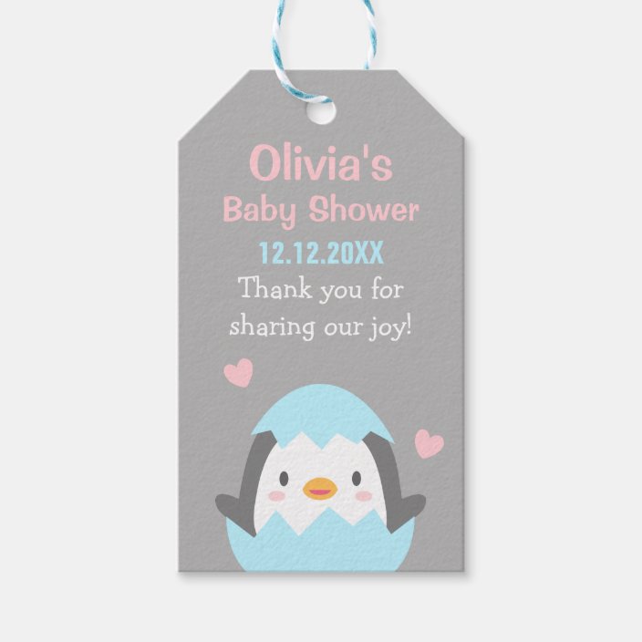 Cute Penguin Baby Shower Thank You Gift Tags Zazzle Com