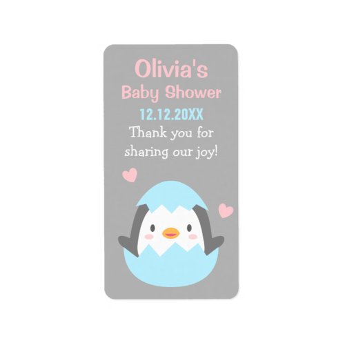 Cute Penguin Baby Shower Thank You Labels