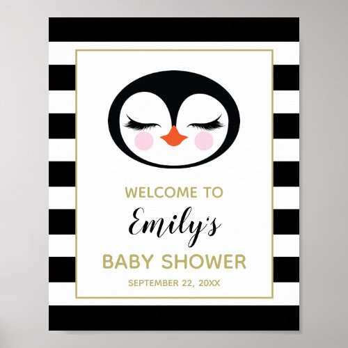 Cute Penguin Baby Shower Welcome Sign