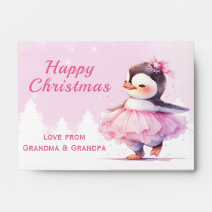 Cute Penguin Ballerina Christmas Cash Gift Envelope