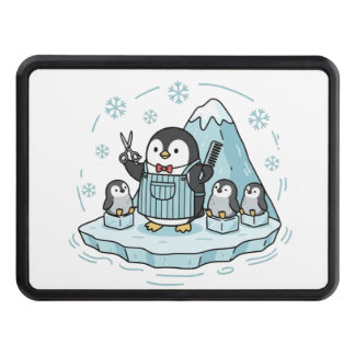 Cute Penguin Barber Family - Arctic Salon Trailer  Hitch Cover