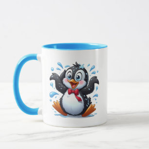 Cute Penguin beach lovers add monogram Mug