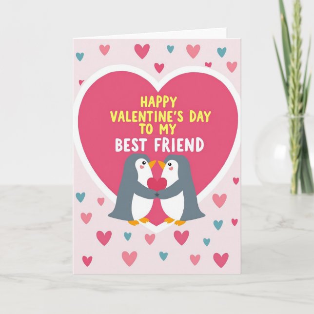 Cute Penguin Best Friend Valentine Card (Front)
