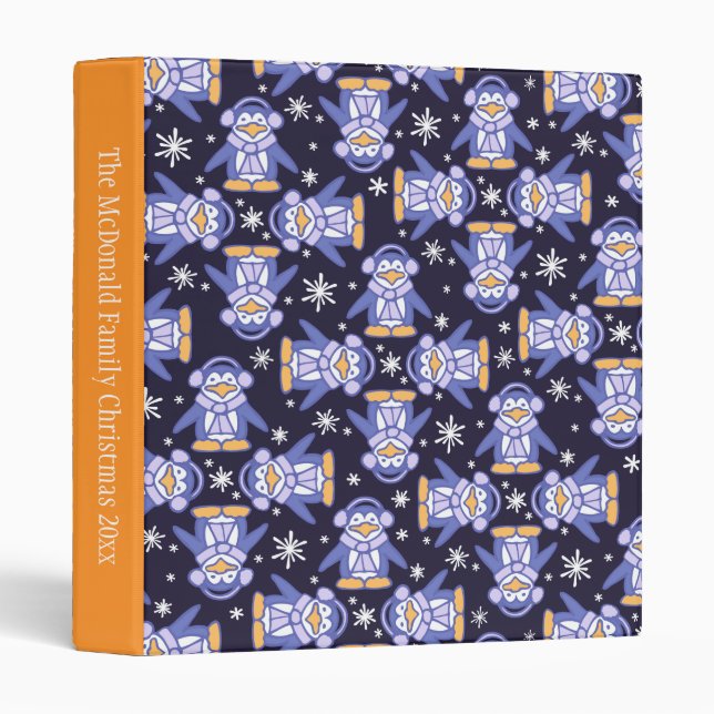 Cute penguin bird pattern Christmas holiday folder (Front/Spine)