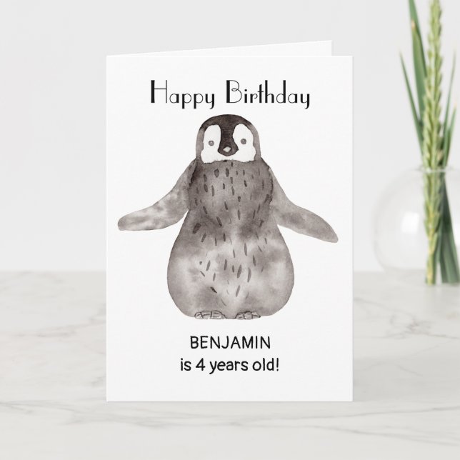 Cute Penguin Birthday  Card (Front)