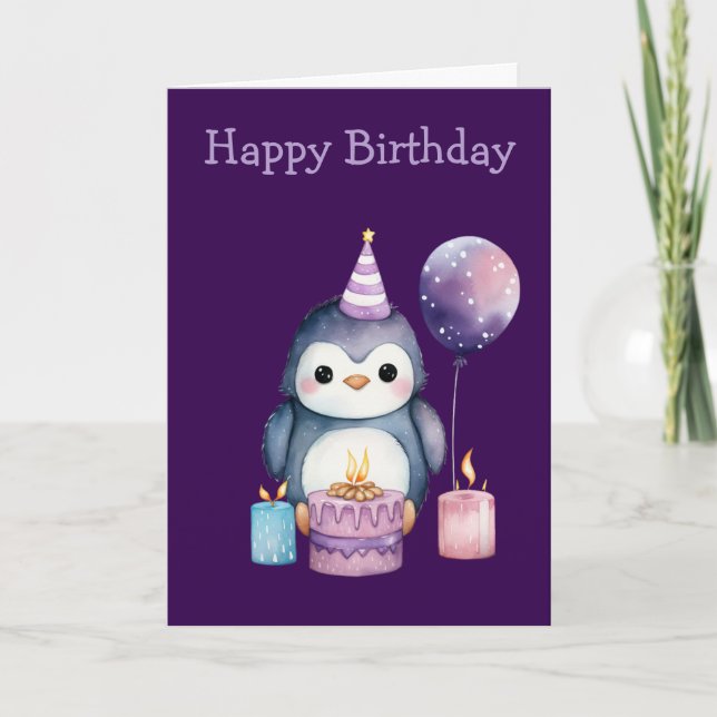 Cute Penguin Birthday Card (Front)
