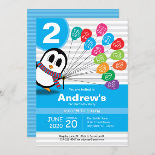 Cute Penguin birthday invitation