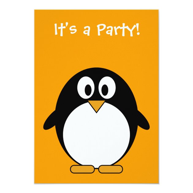 Cute Penguin Birthday Party Invitation