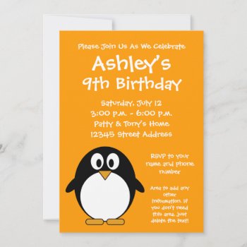 Cute Penguin Birthday Party Invitation by MyPetShop at Zazzle