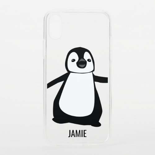 Cute Penguin black and white name iPhone XS Case