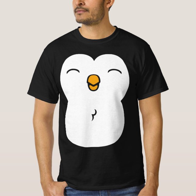 Cute Penguin Black T-Shirt (Front)