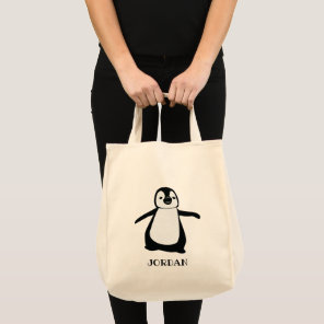 Cute Penguin Black white Personalized Tote Bag