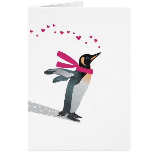 Cute penguin blowing heart kisses. card | Zazzle