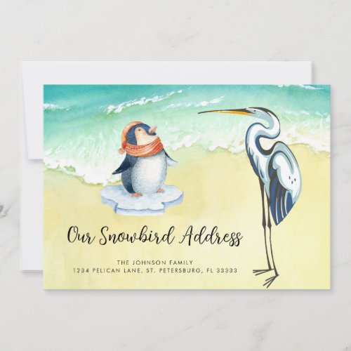 Cute Penguin Blue Heron Beach Snowbird Address Announcement