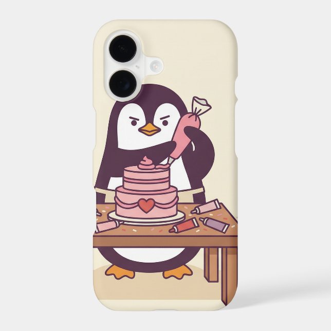Cute Penguin Cake Decorator Phone Case - iPhone (Back)
