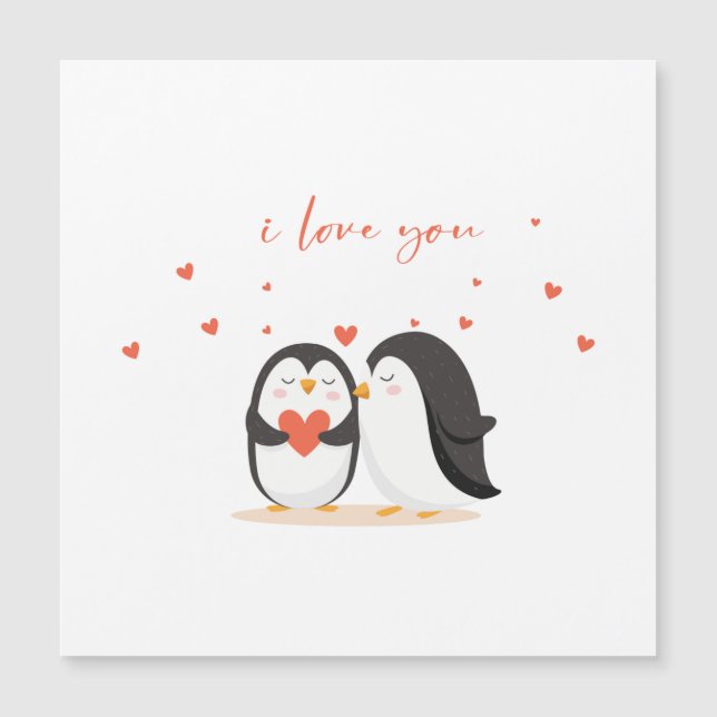 Cute Penguin Card - For Anniversary I Love You (Front)
