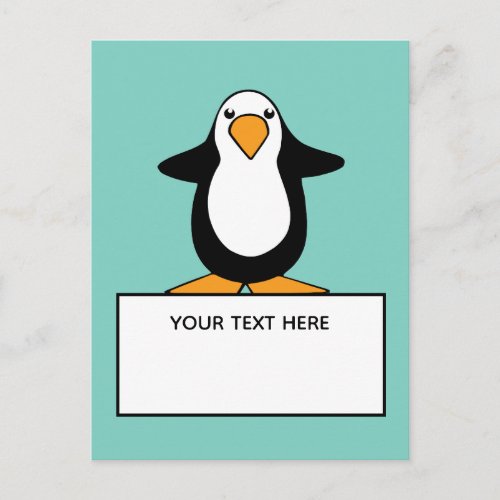 Cute Penguin Cartoon Add Your Text Postcard
