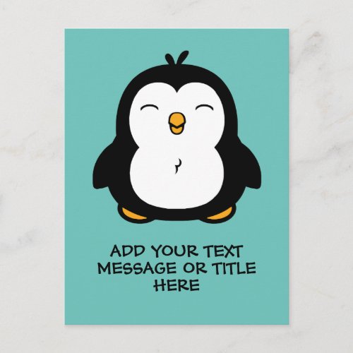 Cute Penguin Cartoon Add Your Text Postcard