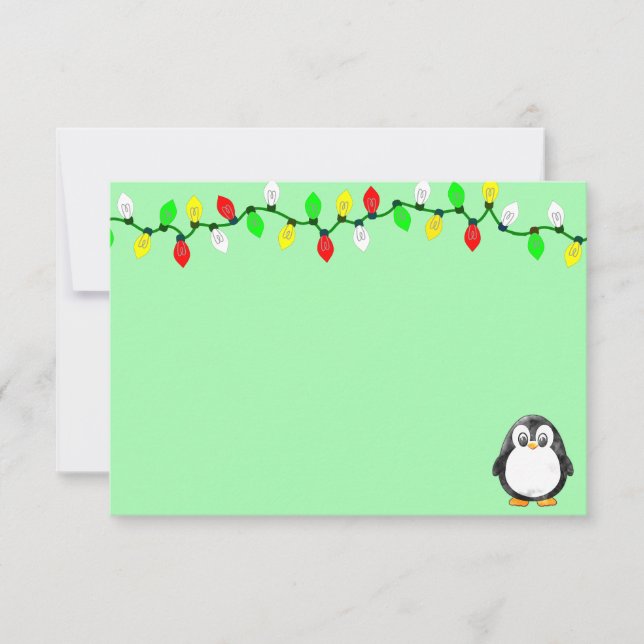 Cute Penguin Cartoon Blank Custom Christmas Note Card (Front)