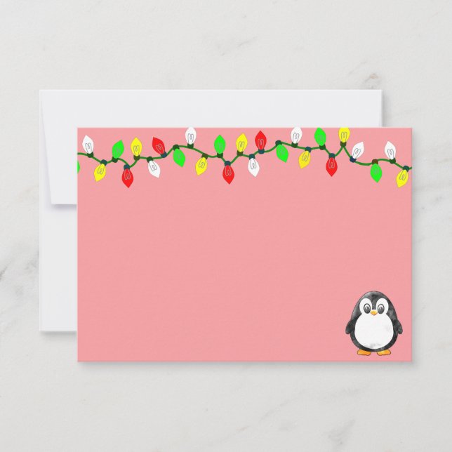 Cute Penguin Cartoon Blank Custom Christmas Note Card (Front)