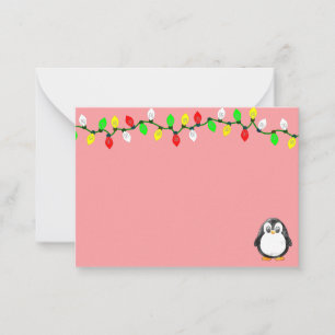 Cute Penguin Cartoon Blank Custom Christmas Note Card
