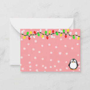 Cute Penguin Cartoon Blank Custom Christmas Winter Note Card