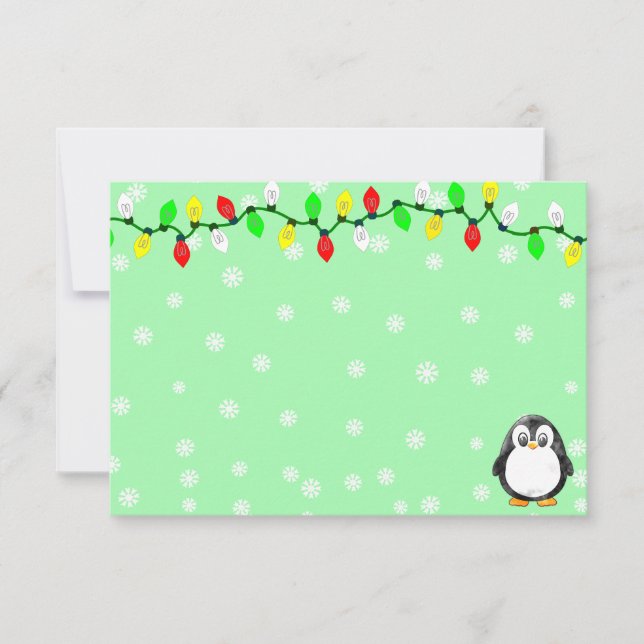 Cute Penguin Cartoon Blank Custom Christmas Winter Note Card (Front)