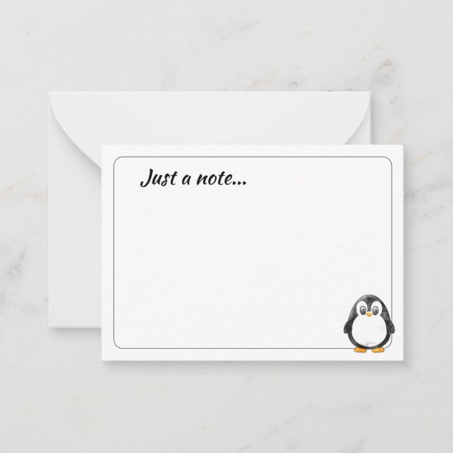 Cute Penguin Cartoon Blank Just a Note (Front)